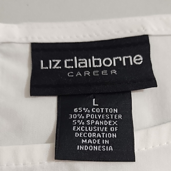 Liz Claiborne Eyelet Detailed Blouse Crisp Cool Top Cotton Blend Bell Sleeves - Picture 9 of 12